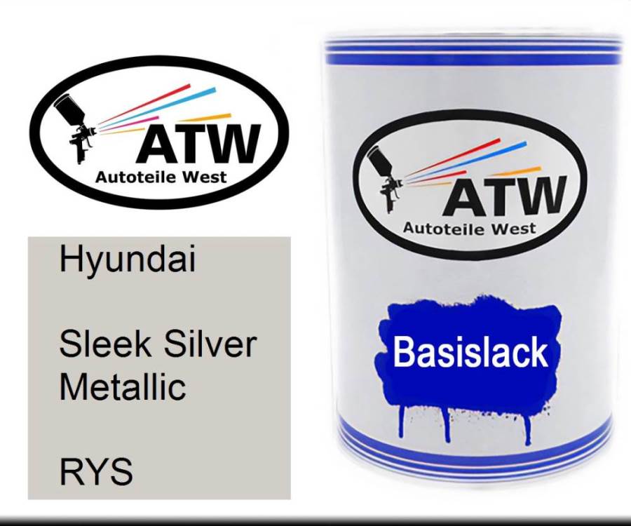 Hyundai, Sleek Silver Metallic, RYS: 500ml Lackdose, von ATW Autoteile West.